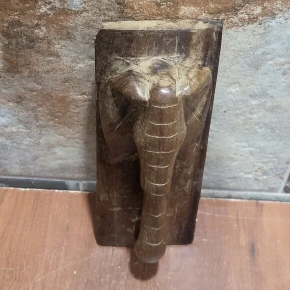 Hand Carved African Wood Door Pull Elephant Handle